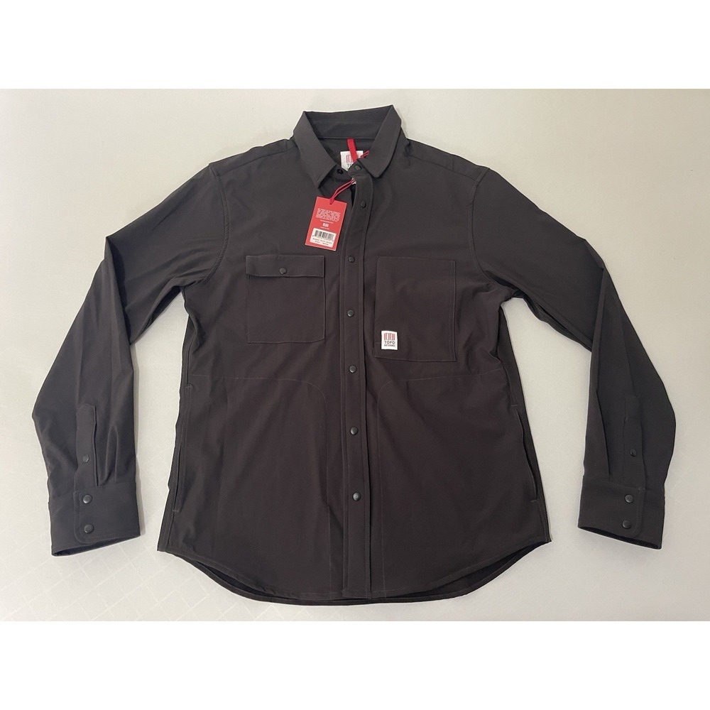 NWT Topo Designs Breaker Shirt Men's Medium Black Long Sleeve Button Up